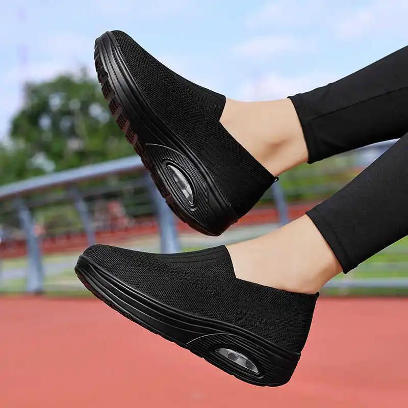 Heel Block Slipon Casual Tennis Female Shoes Ladies Sneakers Woman Shoes Sports Shoos Shows 2025outdoor Due To Exerciser