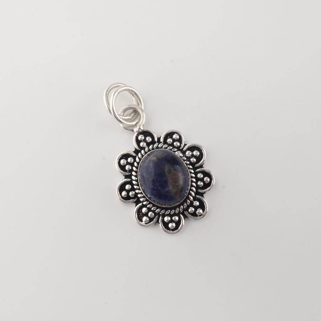 Natural Sodalite Gemstone 925 Sterling Silver Women Jewelry Designer Pendant 1.37" Gift for Her CP-40-32