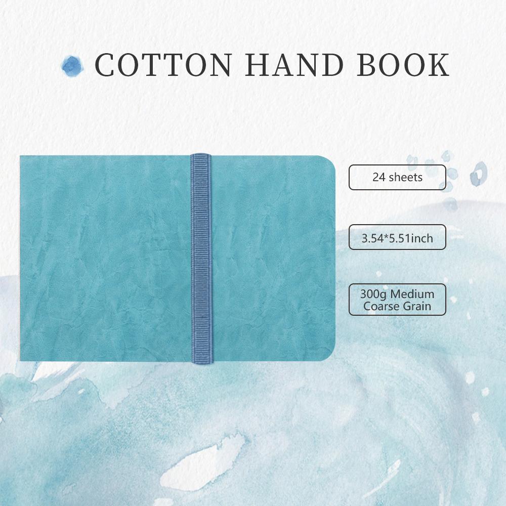 POTENTATE Blau Aquarell Journal Zeichenbuch Hand Notizbuch Skizzenblock 100% Baumwolle 300 g/m² Kaltgepresst für Kunstbedarf