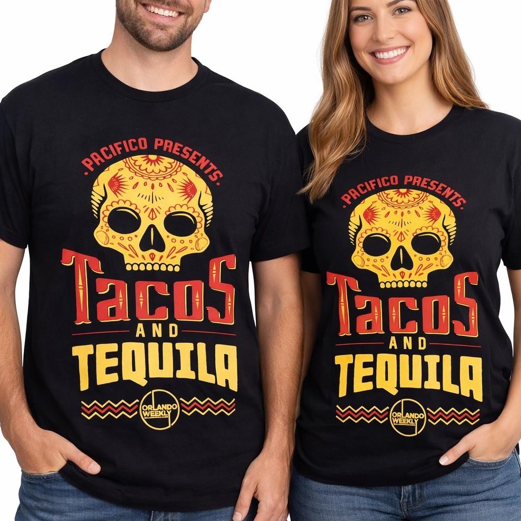 Next Level T-Shirt Unisex Size L Black Tacos & Tequila Sugar Skull XL
