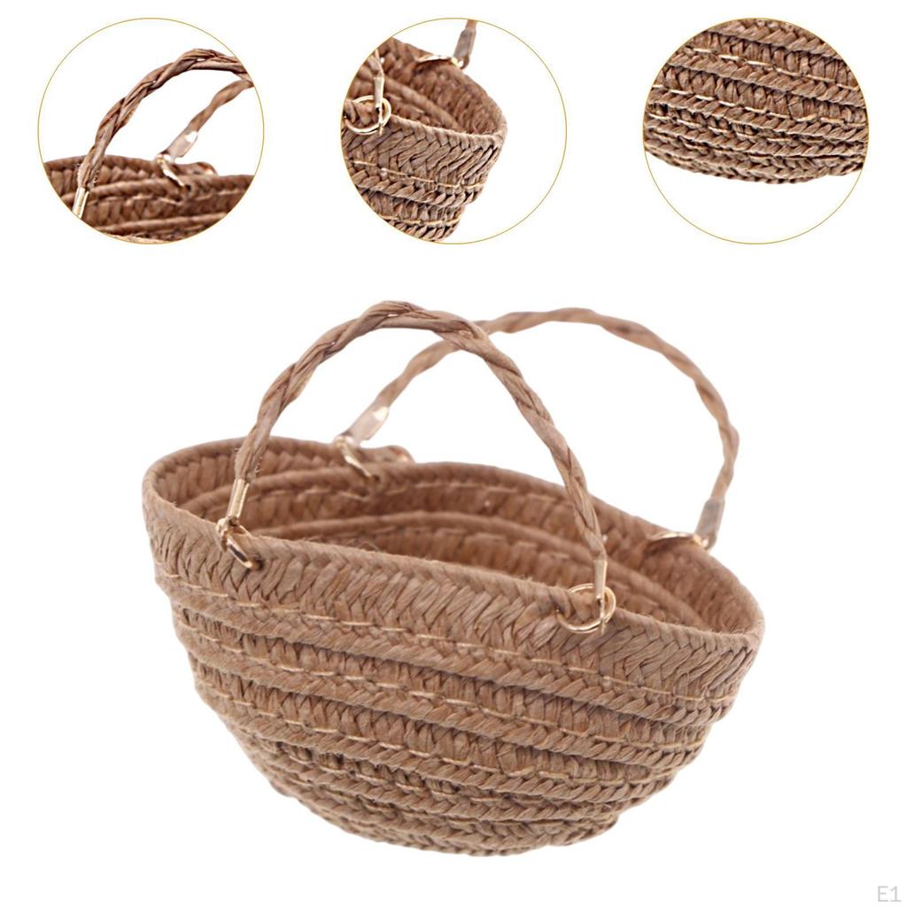 1/12 Dollhouse Hand Woven Bag Mini DIY Model Micro Landscape Ornament Miniature Storage Basket