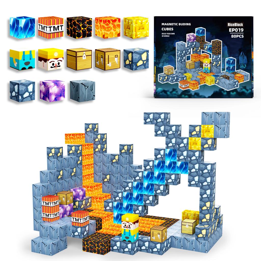 80PCS Big Sword Magnetic Blocks STEM Toy Build Set for Boys Girls Age 3+ Sensory Toys for Toddlers Gifts Construction Toys