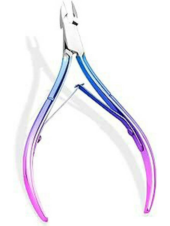 Stainless Steel Slanted Nail Clipper with Cuticle Scissors and Small Blade for Easy Trimming and Hangnail Removal
