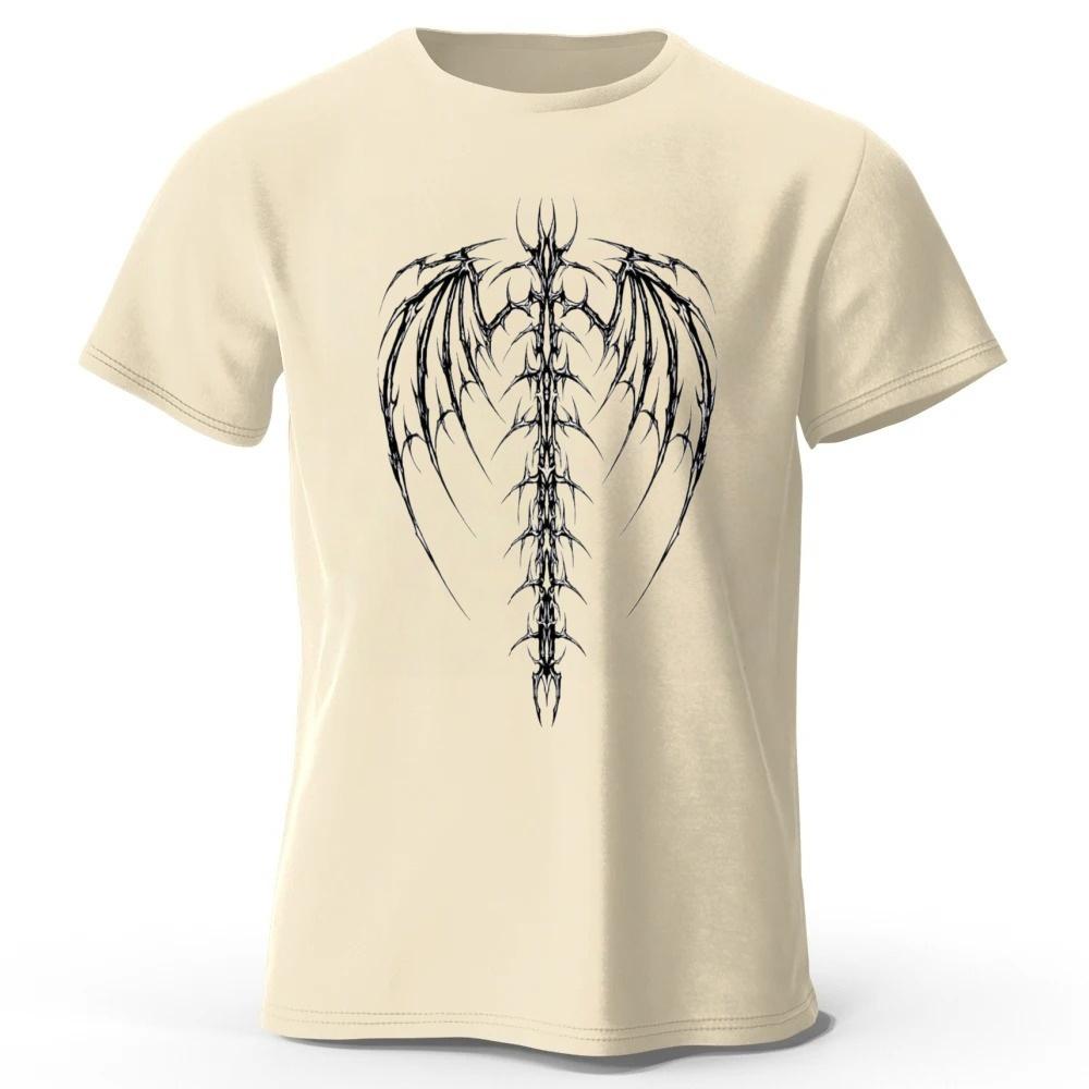 New Dark Devil Spine Print Pure Cotton Short Sleeved Menswomens Loose Soft and Comfortable Tshirt for Street Fashion Top