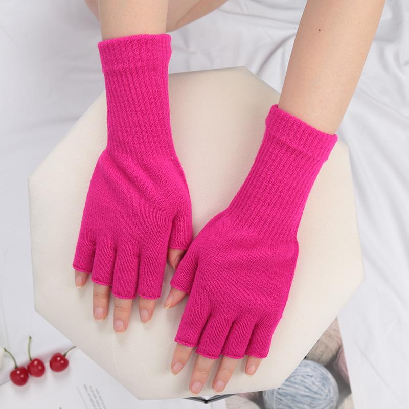 

Длинные перчатки Черные вязаные перчатки без пальцев для мужчин женщин Теплые эластичные модные зимние варежки для улицы Велосипедные аксессуары one size розы красного