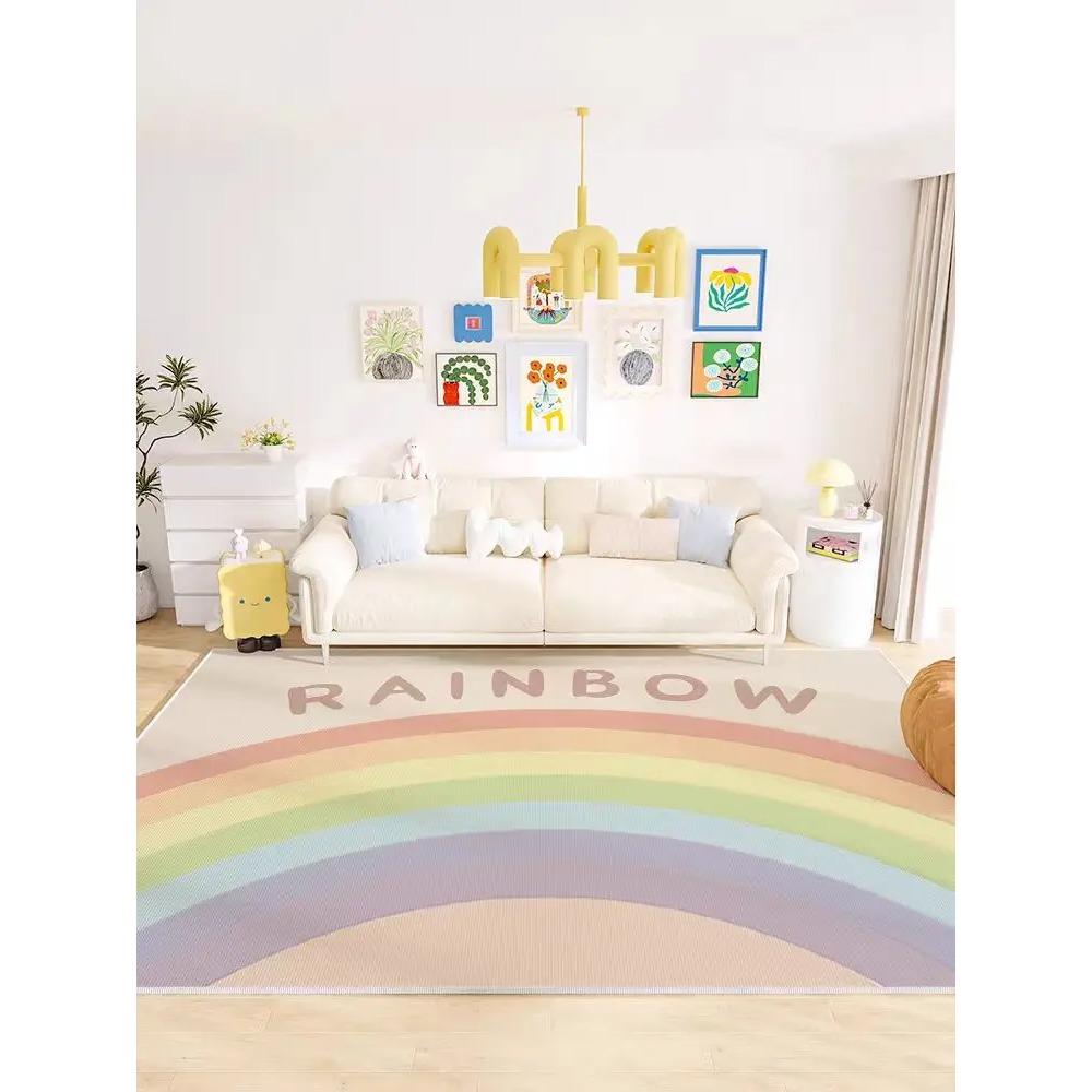 Light Luxury Crystal Pile Carpet Living Room Sofa Tea Table Bedroom Waterproof Wipeable Washable No Care Floor Mat