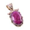 Red Ruby(Simulated) Handmade 925 Sterling Silver Two Tone Pendant 1.25" e7G31