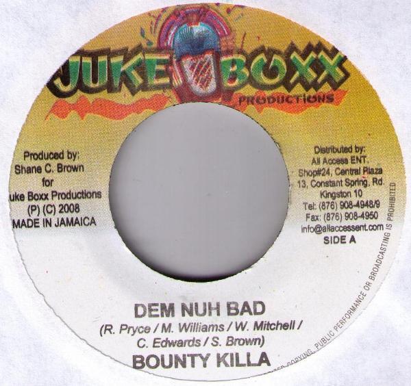 

7-дюймовая пластинка BOUNTY KILLER Dem Nuh Bad NONE Juke Boxx Produ 2008 Ямайка Регги Ска Даб Б/у