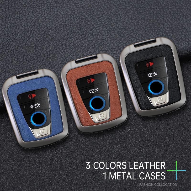 Aleación de Zinc Cuero Coche Llave Inteligente Remota Estuche Cubierta para BMW I3 I8 Serie Carcasa Protectora Fob Bolsa para Llaves de Interior de Coche Accesorios