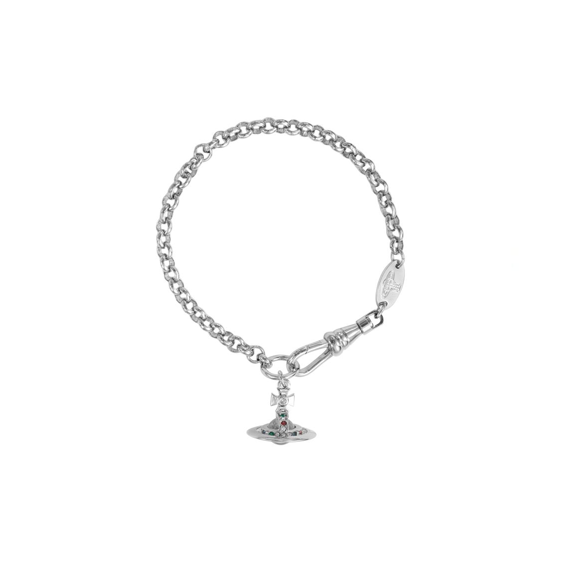 Vivienne Westwood New Petite Orb Mini Transparent Saturn Bracelet Women bracelet Brass Silver 6102005702P019P019 Box