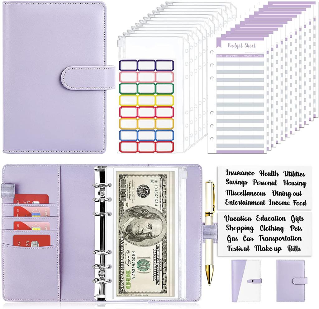 Notebook 6Rings Spiral Business Planner Work Agenda Budget Binder Macaron Candy Color PU Leather Cover A5 A6 Binder