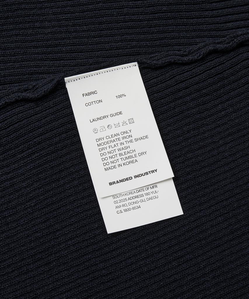 Beulaendideu Hard Twist Ribbed Henley Neck Half Knit [Ink Navy]