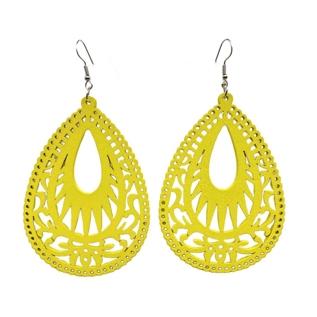 Bohemian Beach Wooden Long Earrings