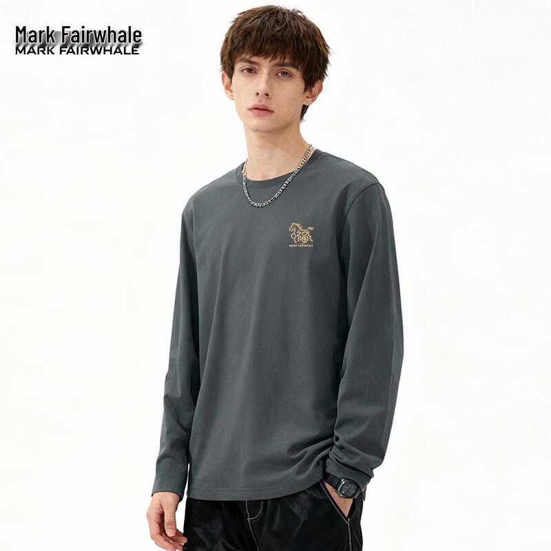 Mark Fairwhale Men's Pure Cotton Long-Sleeve Round Neck T-Shirt