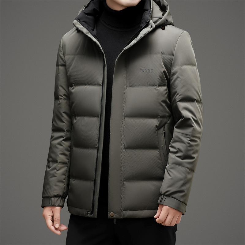 Nueva Chaqueta de Plumón Otoño e Invierno para Hombre, Chaqueta de Plumón Corta con Capucha, Tejido de Nylon Seda de Leche, Chaqueta de Plumón para Jóvenes y Personas de Mediana Edad