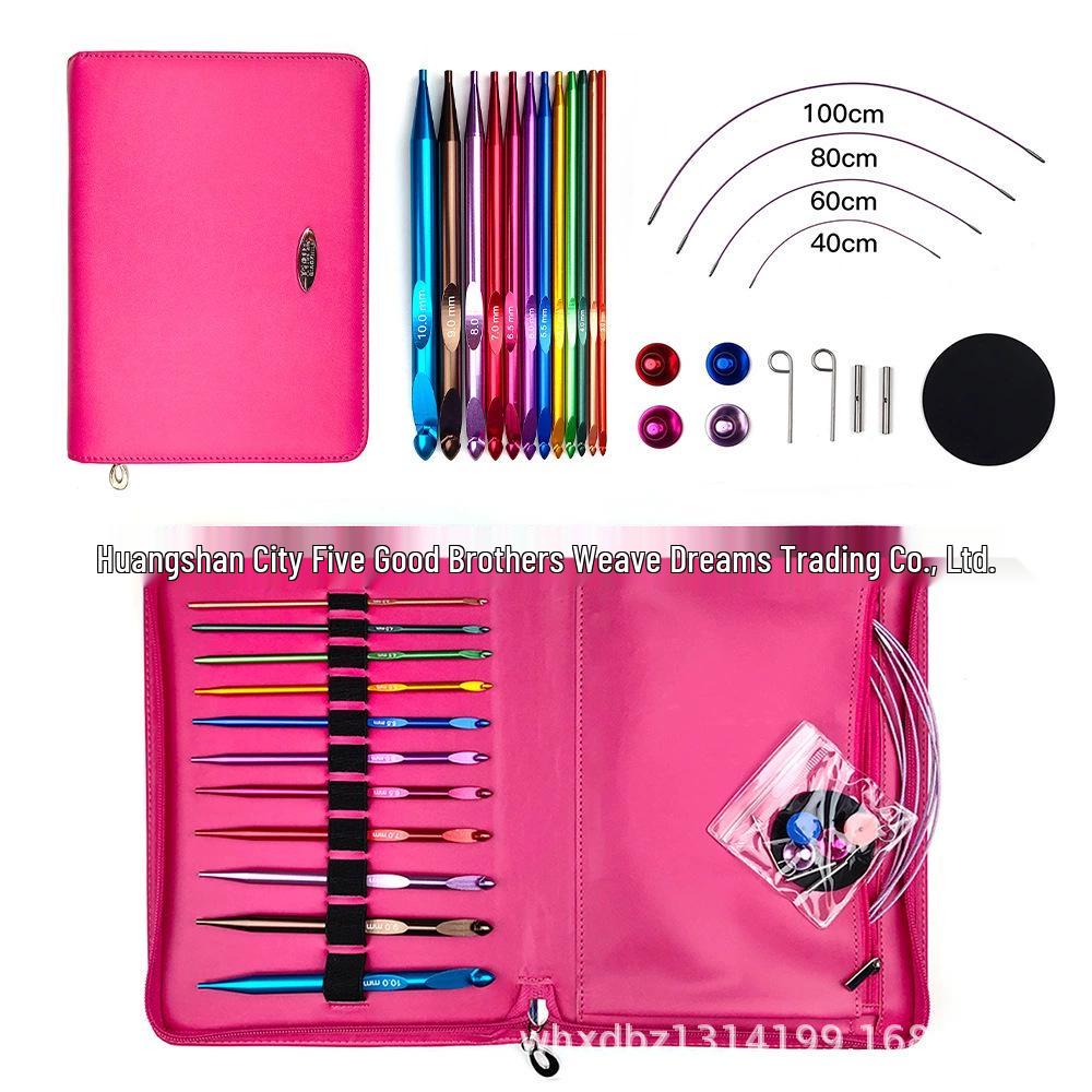 Colored Aluminum Crochet Hooks: European Cross-Stitch & Tunisian Crochet Set (12 Pcs)