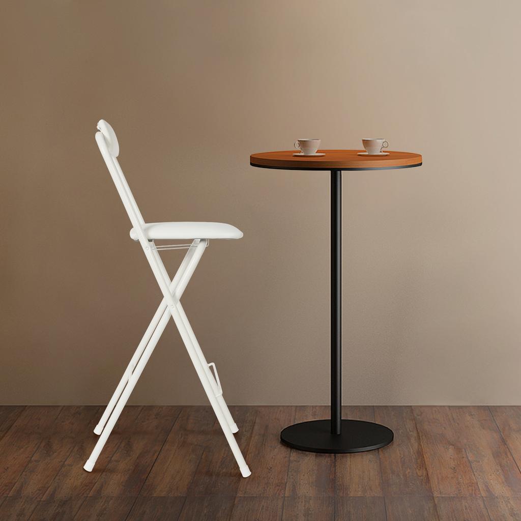 White Portable Folding Chair(70cm Sitting Height,275.58lbs Carrying Capacity), Simple Decorative High Stool For Bar & Restaurant