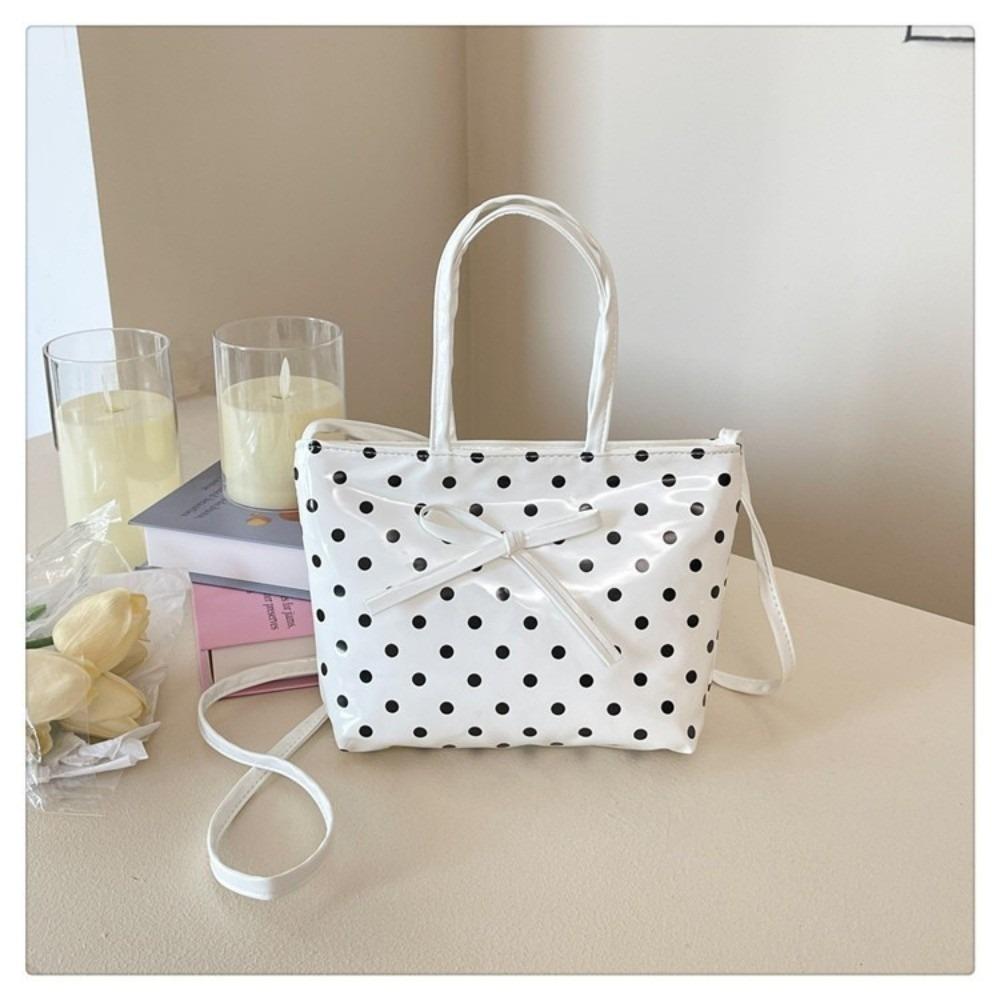 

Fashion Large Capacity Crossbody Bag Polka Dot Embroidery Shoulder Bag Bow Checkered Pattern Handbag Travel Use