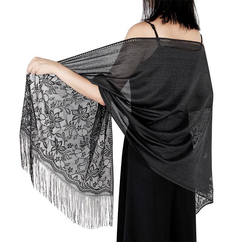 Lace Tassel Shawl Fashion Hair Head Wrap Scarf Women Elegant Breathable Outdoor Lady Wedding Accessories Po