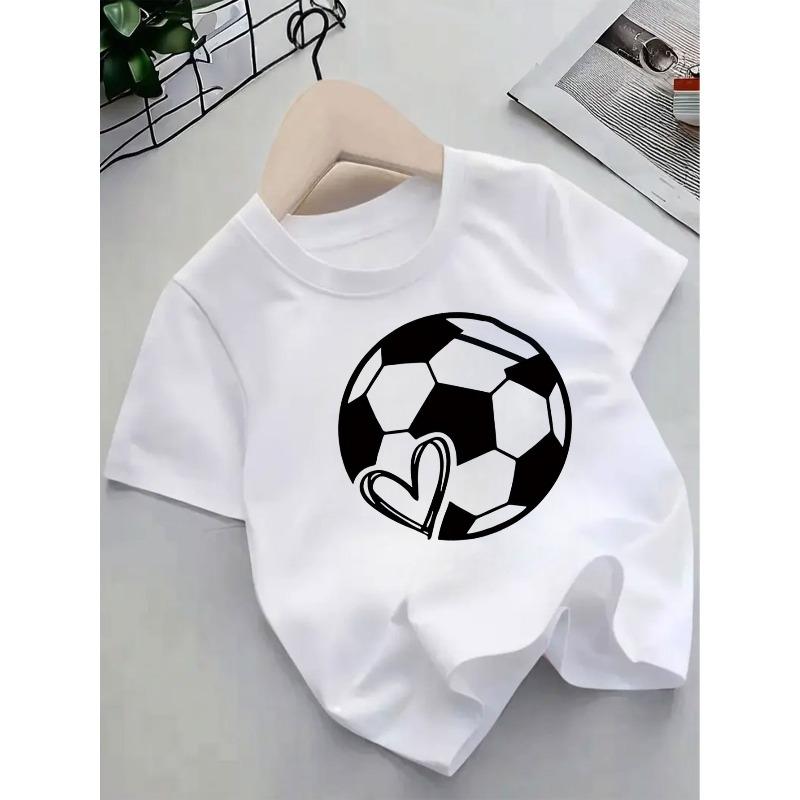 European sizes Short-Sleeve T-Shirt with a Cute Cartoon Soccer Pattern, Perfect for Comfortable And Breathable Summer Wear