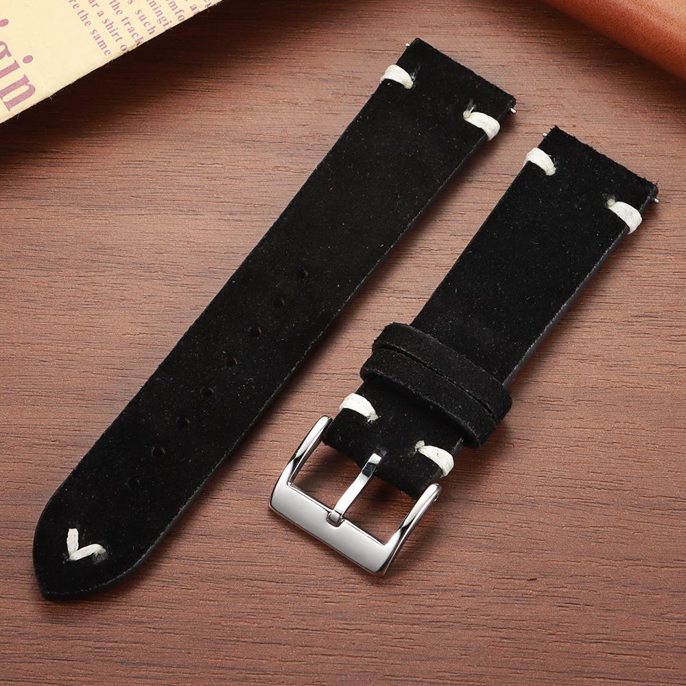 Genuine Suede Leather Watch Strap Vintage Brown Watch Band 18mm 20mm 22mm Quick Release Watchband for Omega Business Wristband