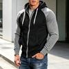Men's Color Block Raglan Sleeve Zip Up Hoodie for Fitness and Casual Wear