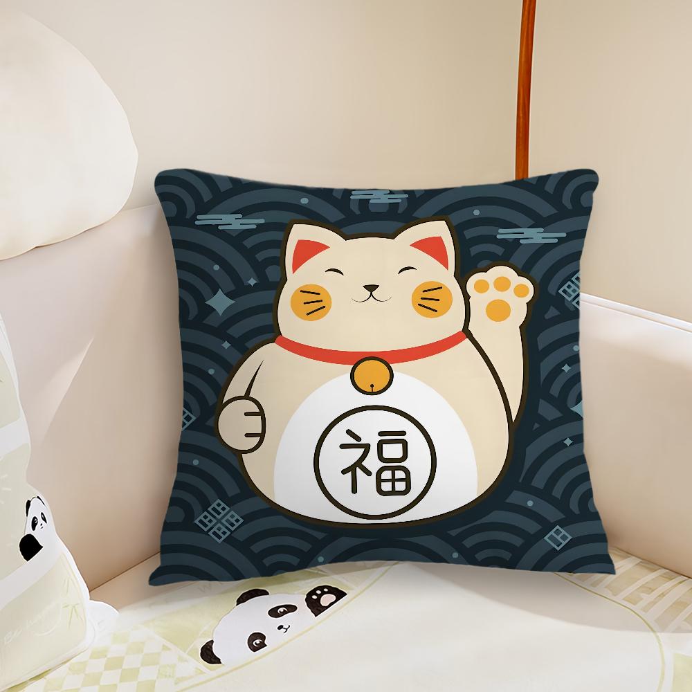 cushion cover Comfortable soft cat Pillow Japanse Case lucky for Sofa Living Room Home office Decor Protective Covers