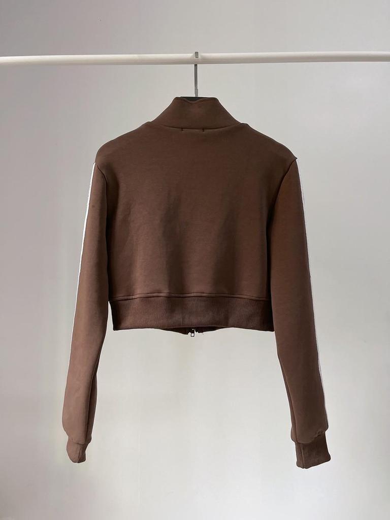 Damen Gestreifter Lässiger Cardigan Pullover - Slim Fit, Reißverschluss, Stehkragen, Herbststil