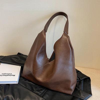 Fashion Design Leather Shoulder Bag for Women 2024 Tend Female Simple Big Underarm Hobo Bag Handbags and Purses