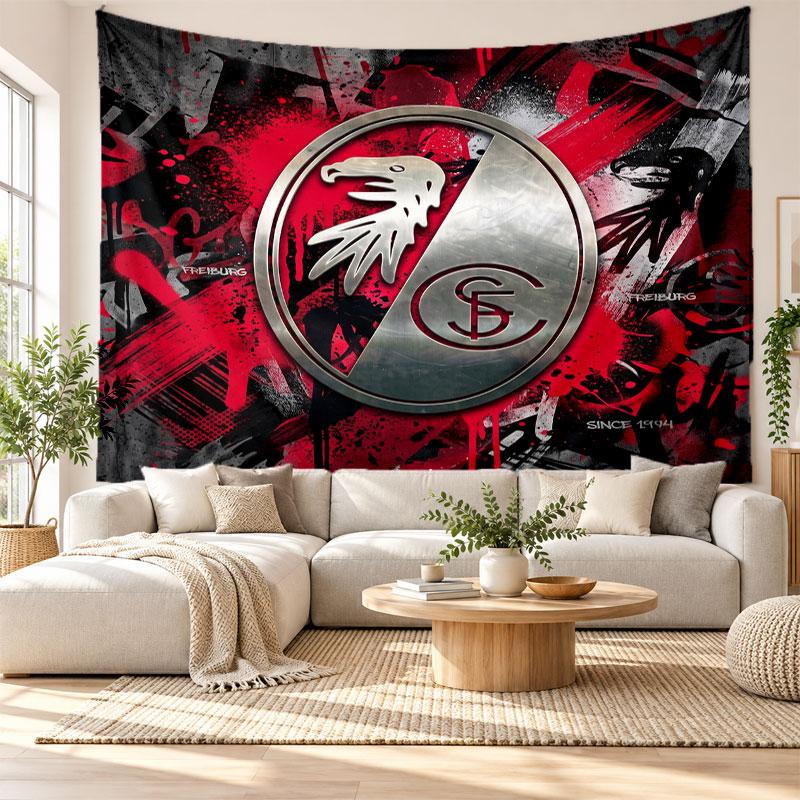 SC Freiburg FC Wall Tapestry, Soft Fabric Wall Hanging, Decorative Backdrop For Bedroom Home Wall Art