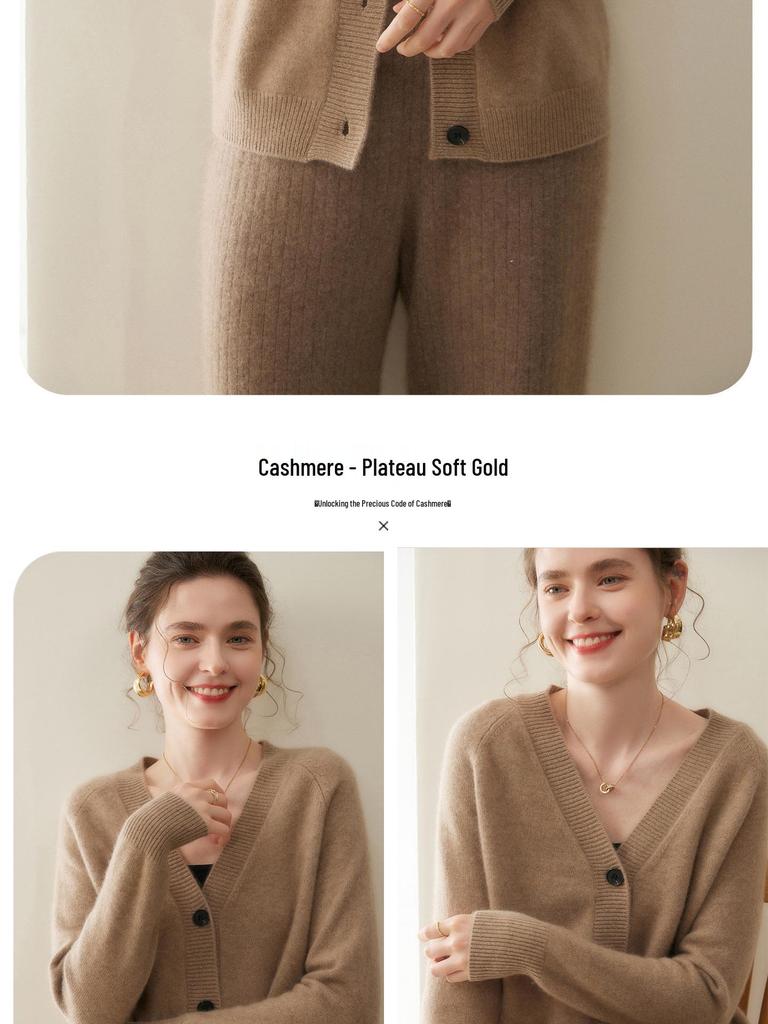 Thickened Autumn/Winter V-neck Cashmere Cardigan: Slimming Knitted Sweater for Women, Versatile and Stylish
