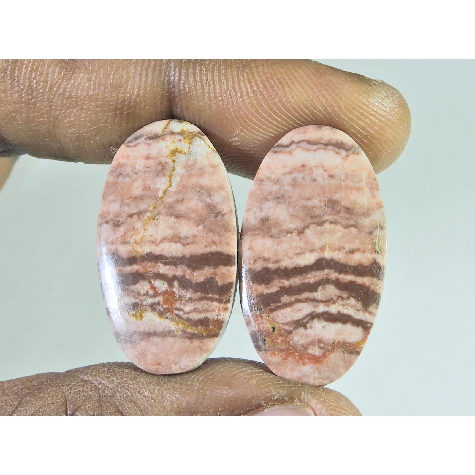 15X27X04 MM Natural Zebra Jasper Matched Pair Oval Cabochon Loose Gemstone B-265
