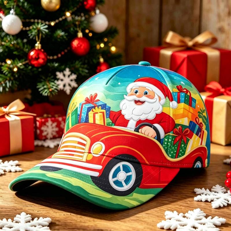 New Christmas Hat Digital Printing Fashion Bent Bend Baseball Cap Retro Baseball Cap