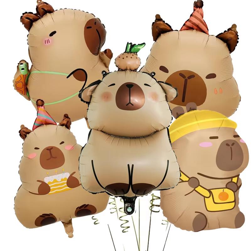 Capibara Festa di Compleanno Decorazioni Stoviglie Palloncini Portachiavi Adesivi Braccialetto Carino Kapibala Regali Gadget Festa Bambini