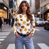 Women's Slim Fit Long Sleeve T-Shirt with Maple Leaf Print Crewneck Casual Top for Fall and Winter