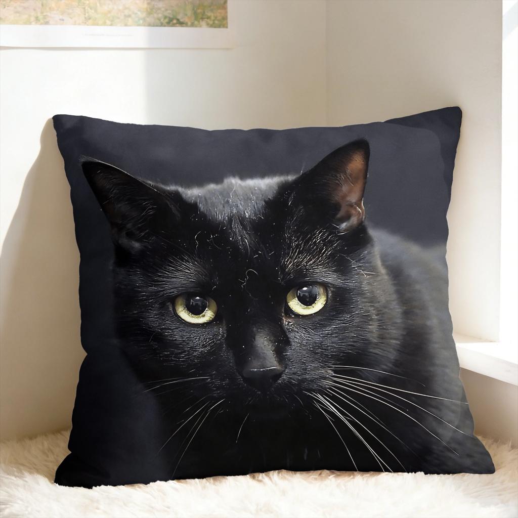 Black Cat Pillow Cover Soft Cushion Cover Cute Funny Pillow Case For Sofa Car Home Decor