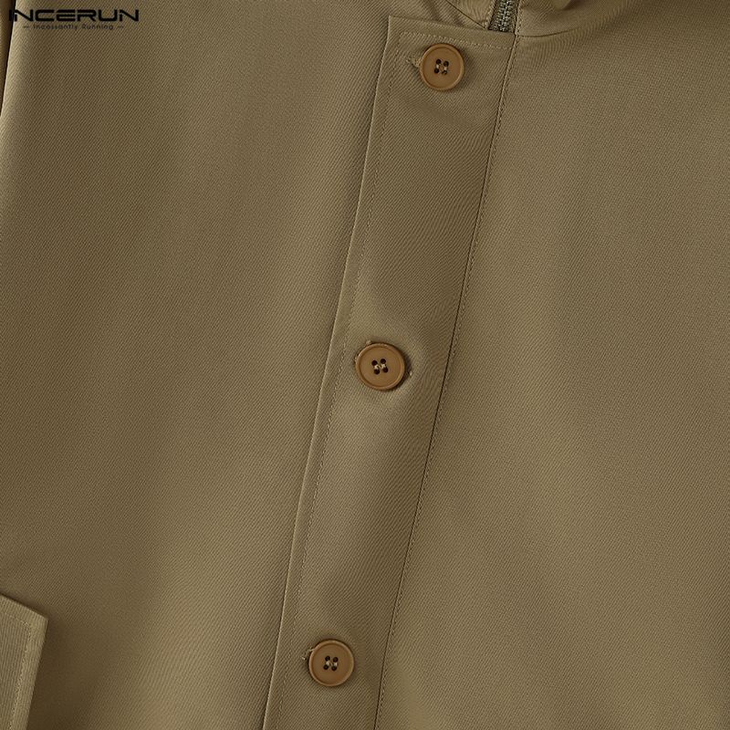 INCERUN Autumn Men Stand Neck Long Sleeve Casual Buttons Jackets Coats