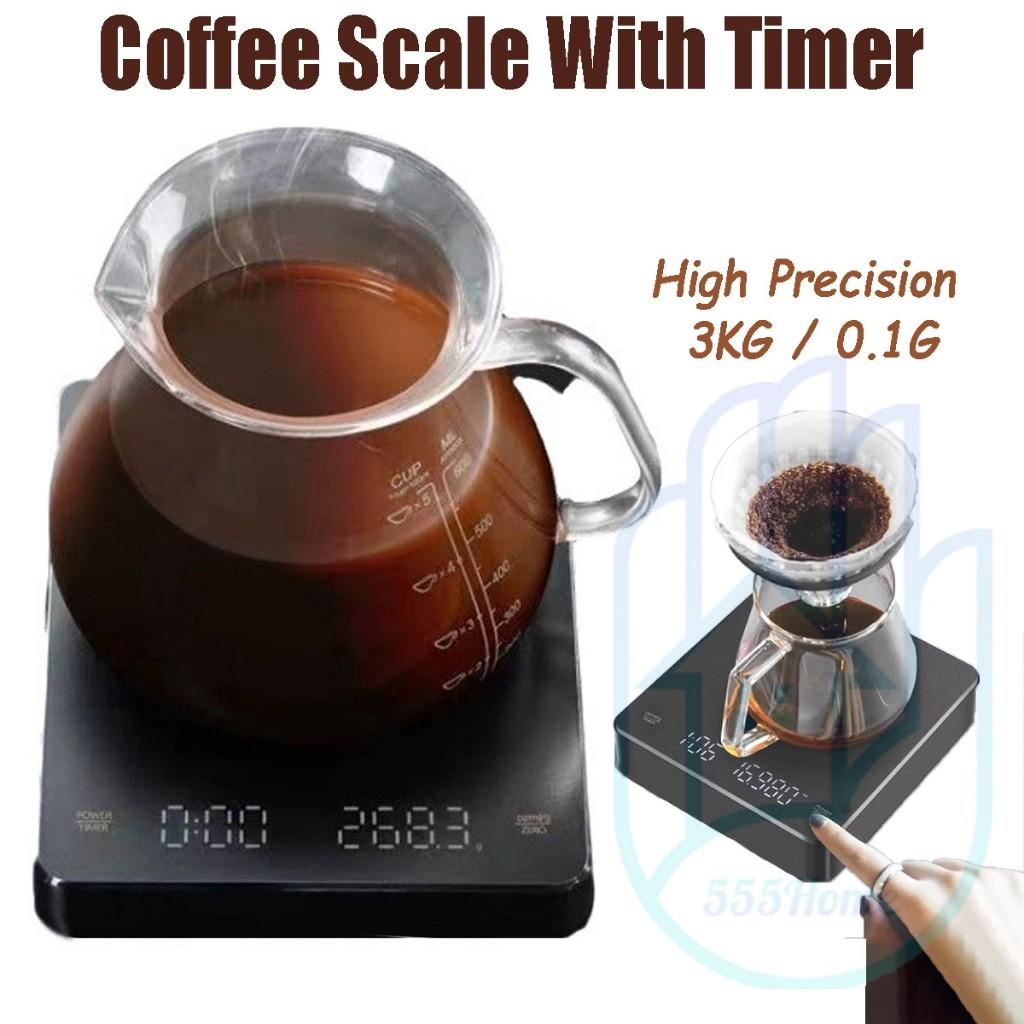 Kávová váha Automatický časovač LED displej/ Dobíjecí přes USB / Kuchyňská váha Elektronická váha 3kg/0,1g Vysoká přesnost