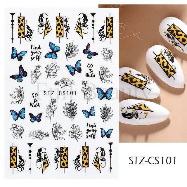 

3D наклейки для ногтей цветы розовые фиолетовые цветы листья наклейки дизайн ногтей клей слайдеры подвески маникюр украшения TRCA769