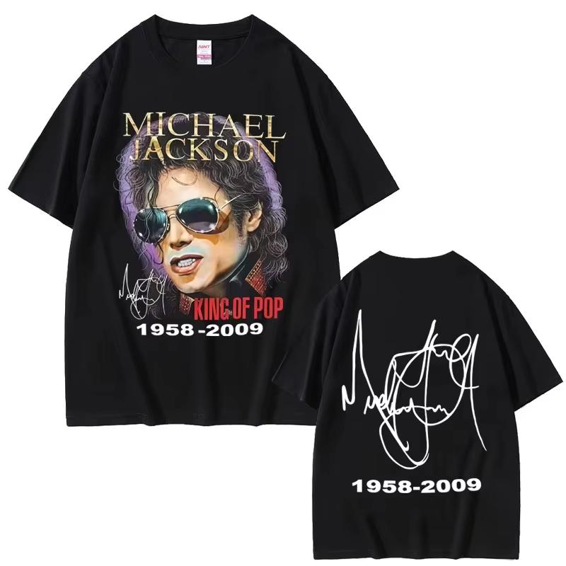 Classic Vintage Michael Jackson King of Pop Graphic Print T-shirt Men Women Fashion Retro Rock T-shirts Hip Hop O-collar Tees