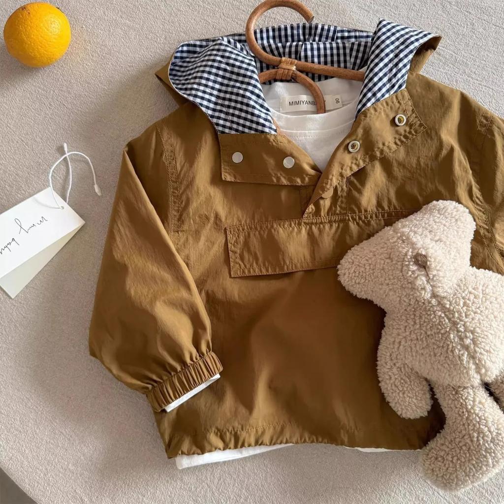 Spring Kids Cargo Hooded Jacket Unisex Baby Casual Coat Top