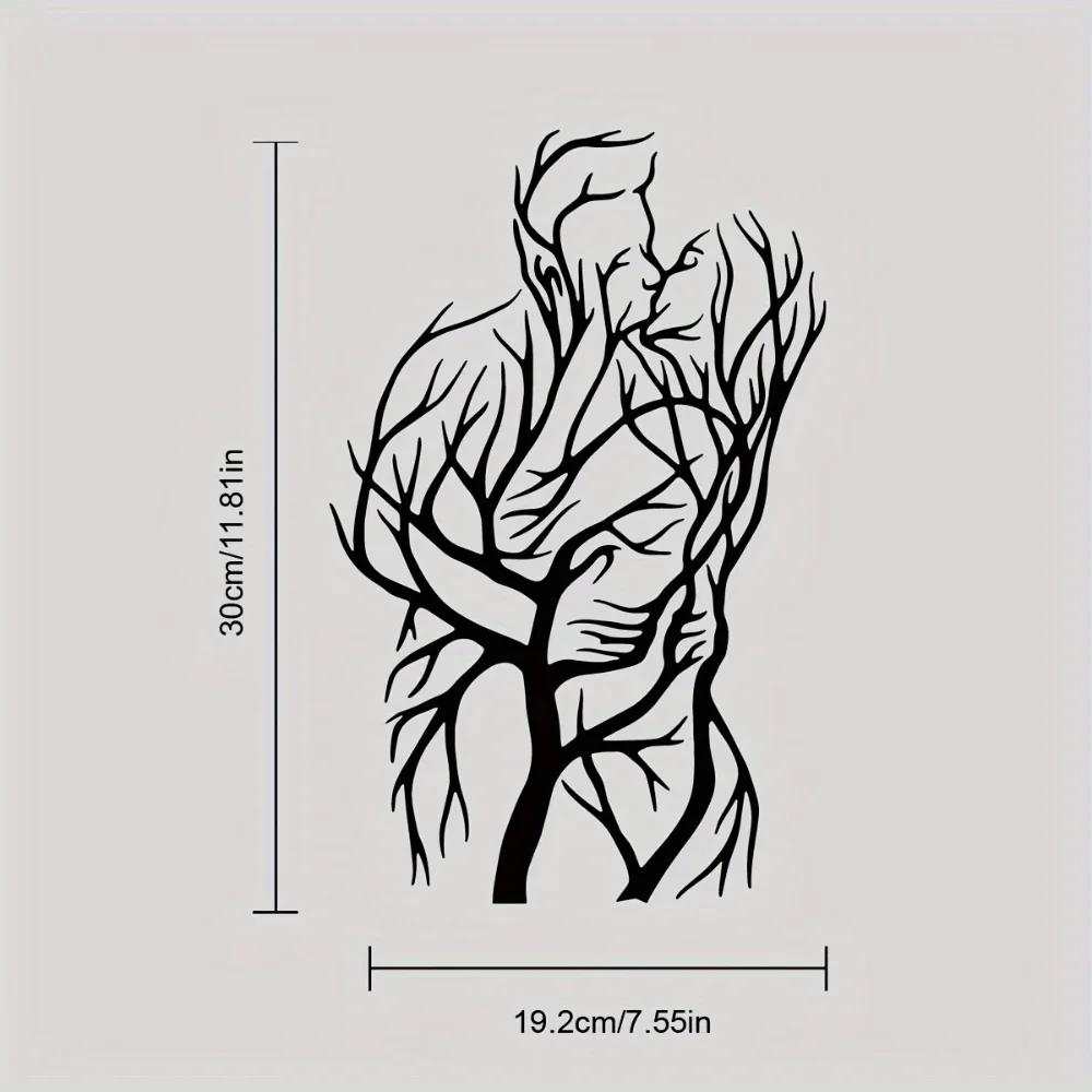 1 stk moderne abstrakt metalltre veggkunstskulptur - ideell for hjemmeinnredning, bryllupsgaver og hengende veggkunst