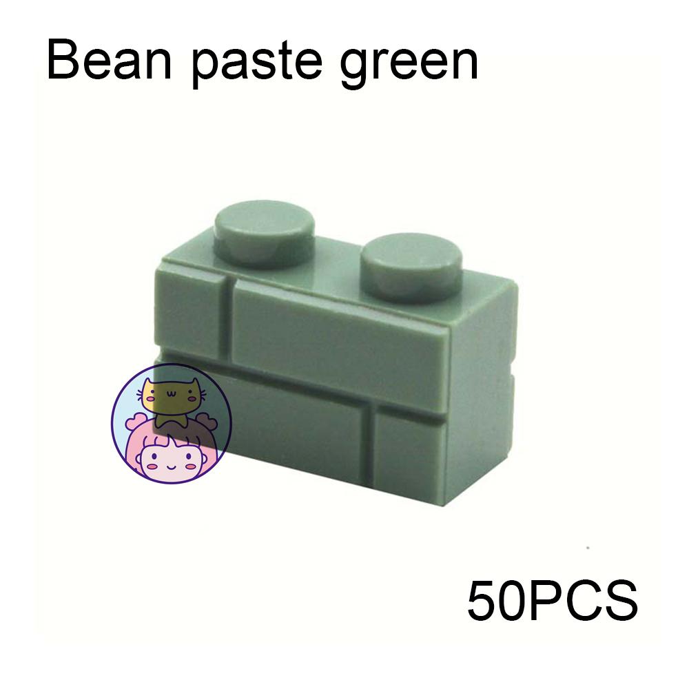 50pcs Wall Striped Bricks MOC 1x2 Building Blocks Toys Palace Castle Creative Figures Military House Wall Transparency Parts