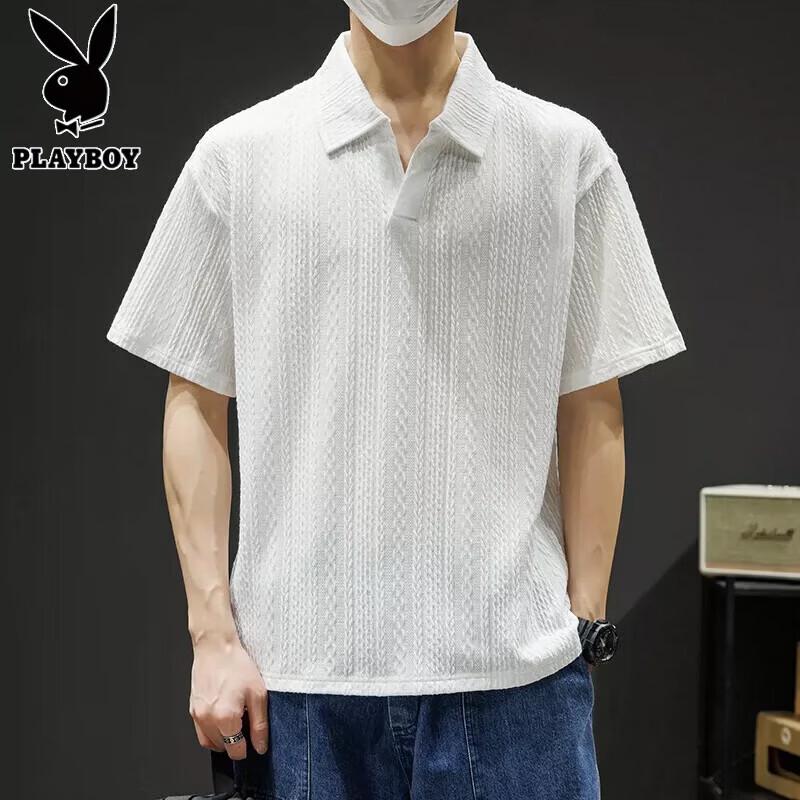 PLAYBOY Men s Retro Wheat Pattern Polo T-Shirt 6XL