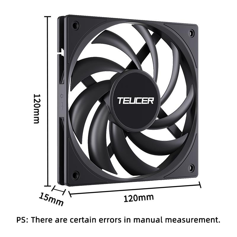 Teucer UT-12015 Ultrathin 15mm Thinckness 12cm Chassis Fan 12V/4Pin PWM FBD Bearing PC Case Cooling Ventilator 1-10pcs with Hub