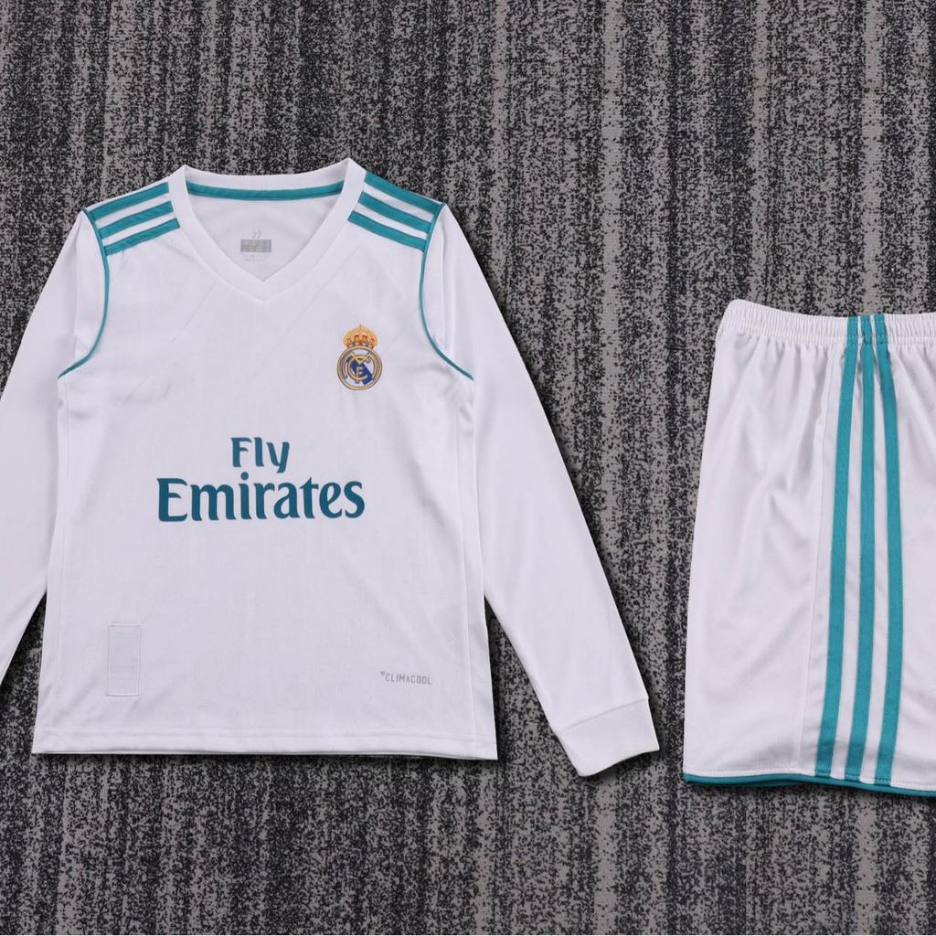 Kinder Vintage Langarm Fußballtrikot: Brasilien, Manchester United, Real Madrid & Barcelona Designs