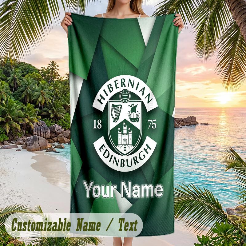 Beach Towel Hibernian FC Print Custom Name Text Soft Towel for Swimming Pool