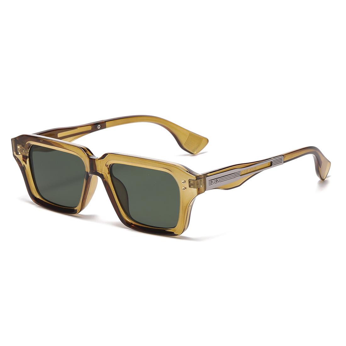 

Square Frame Metal Sunglasses Man High-end 2026 Fashion Wear Take Stage Performances UV Resistant Women s Grade Glasses світло-зелений колір