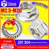304 Stainless Steel Hexagonal Flange Nut, Galvanized Nickel-Plated, Compatible with M5, M6, M8, M12 Screws.