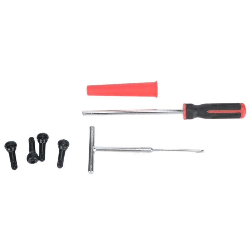 Valves Stem Tire Repair Tool Kit with Metal Hand Tool for Car and Motorcycle Maintenance, Manual Service Set for Garage Use